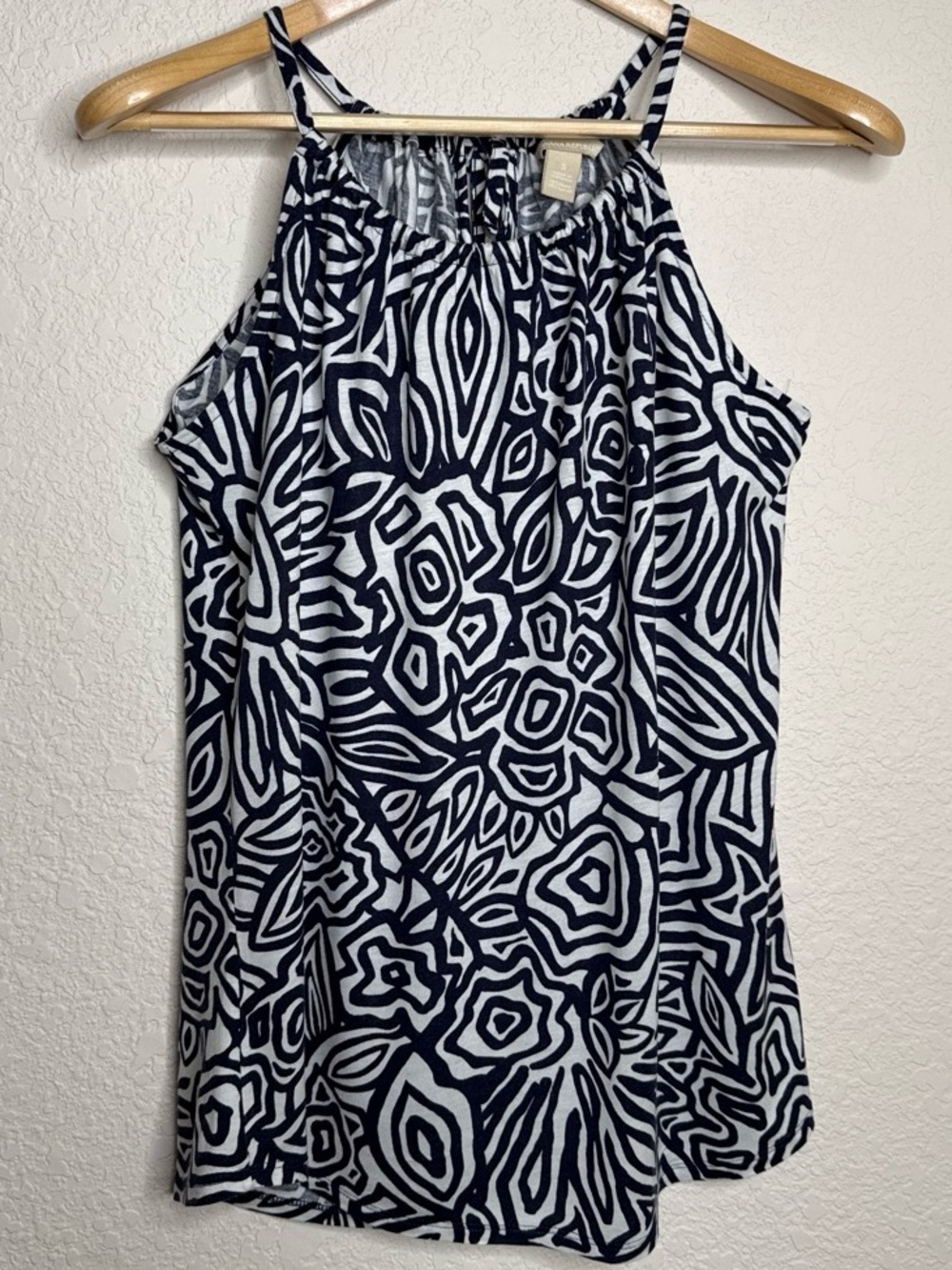 Banana Republic Abstract Print Halter Tank Women's Small Navy & White